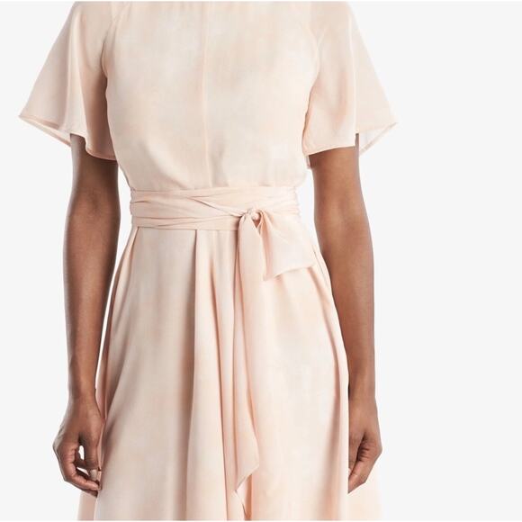 MM Lafleur The Jessica Dress Brushstroke Size XL 100% Silk Peach Salmon Career - Picture 2 of 15